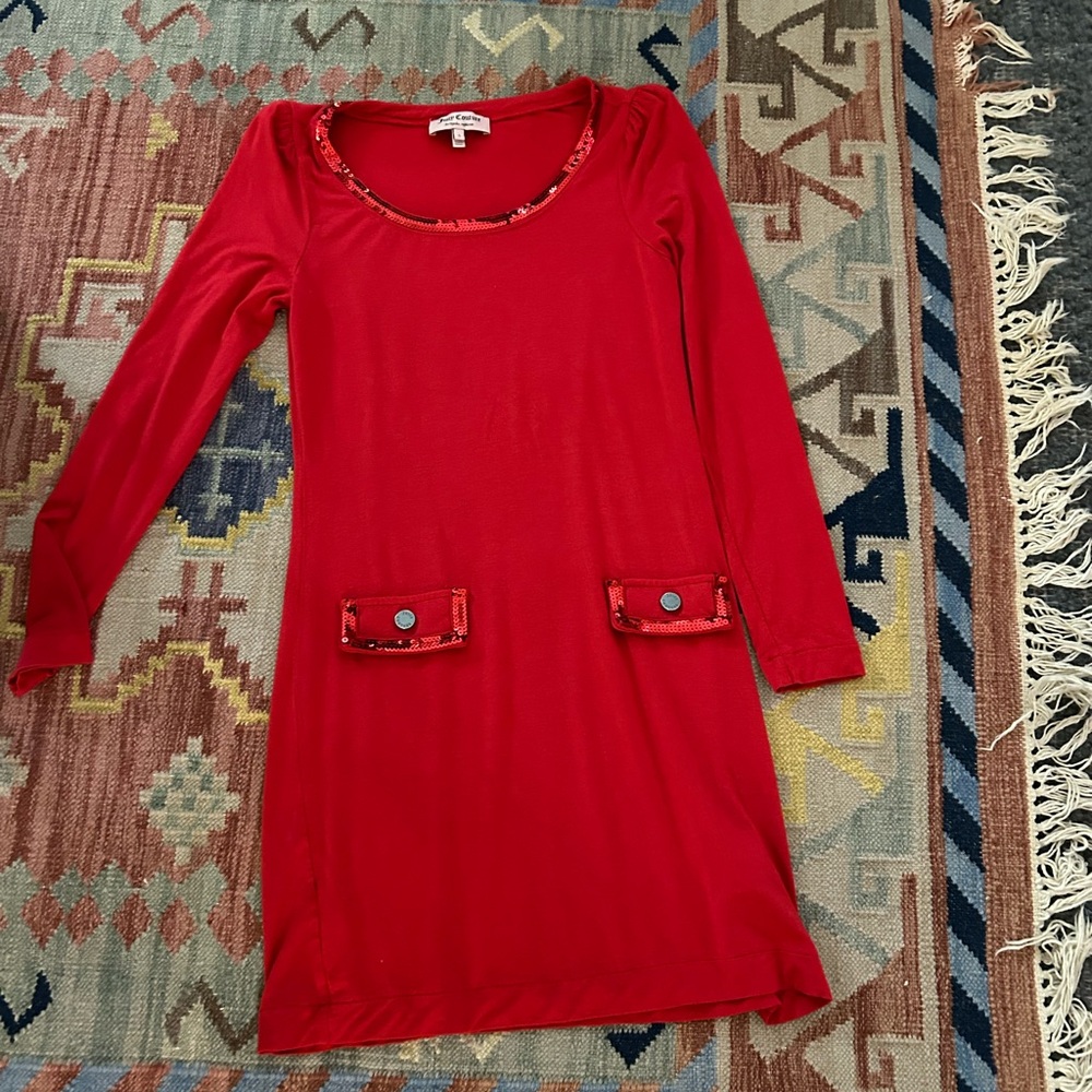 Juicy Couture Red Sequin Trim Dress